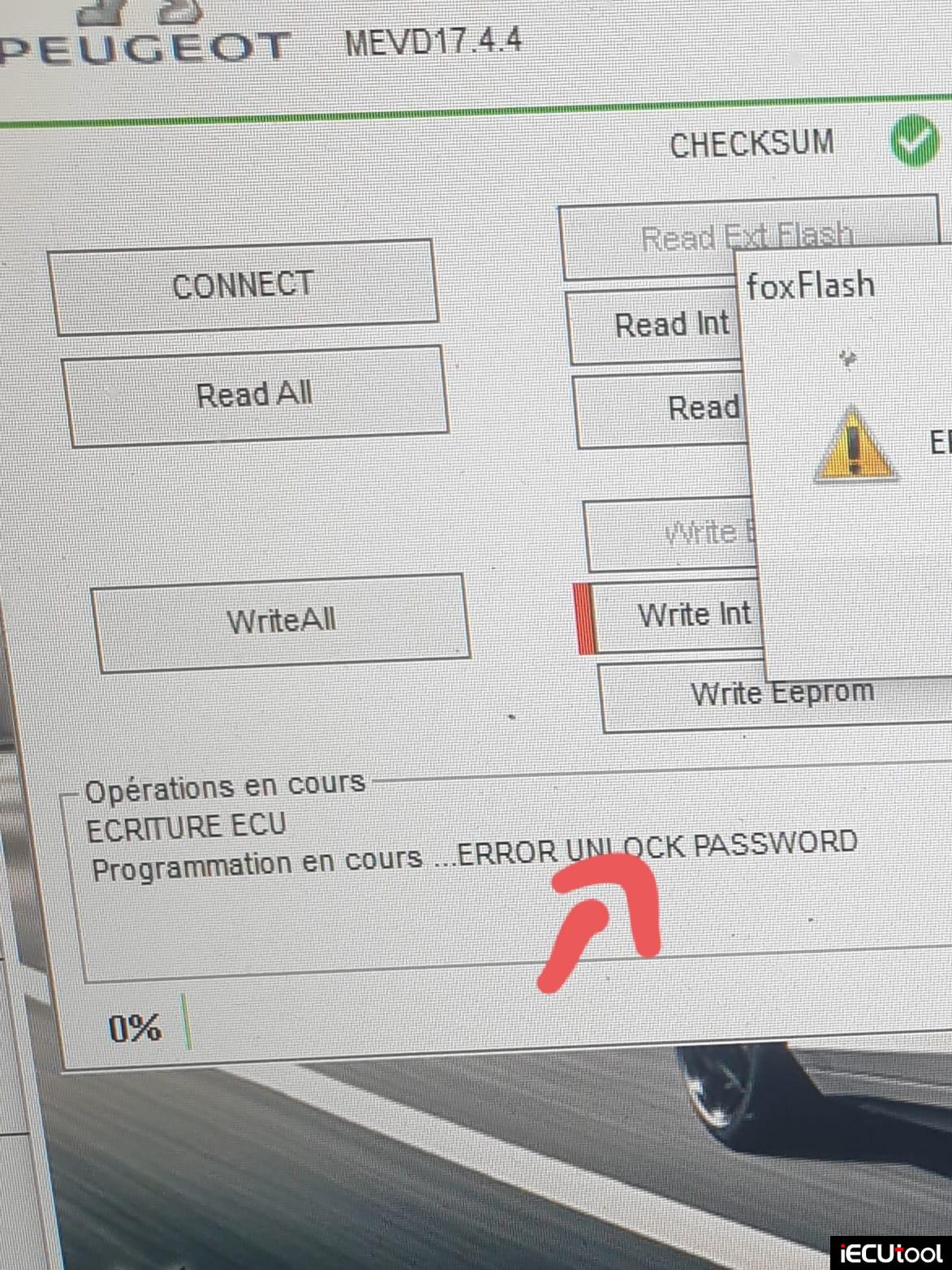 foxflash psa mevd17.4.4 error unlock password
