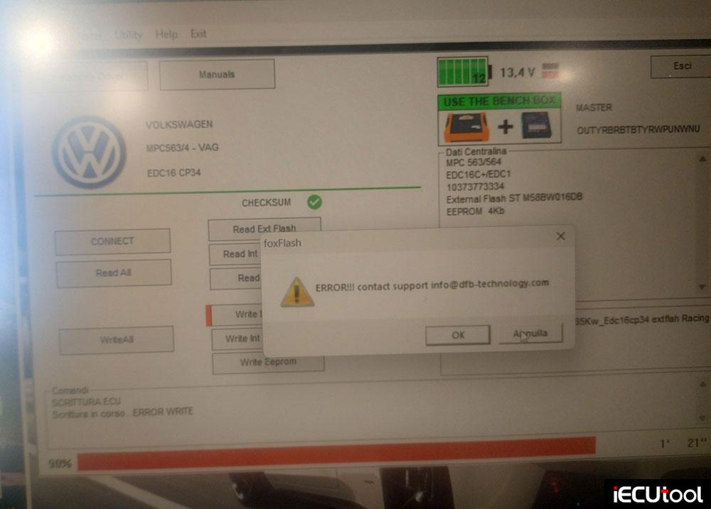 foxflash-failed-to-write-audi-edc61cp34-on-bench