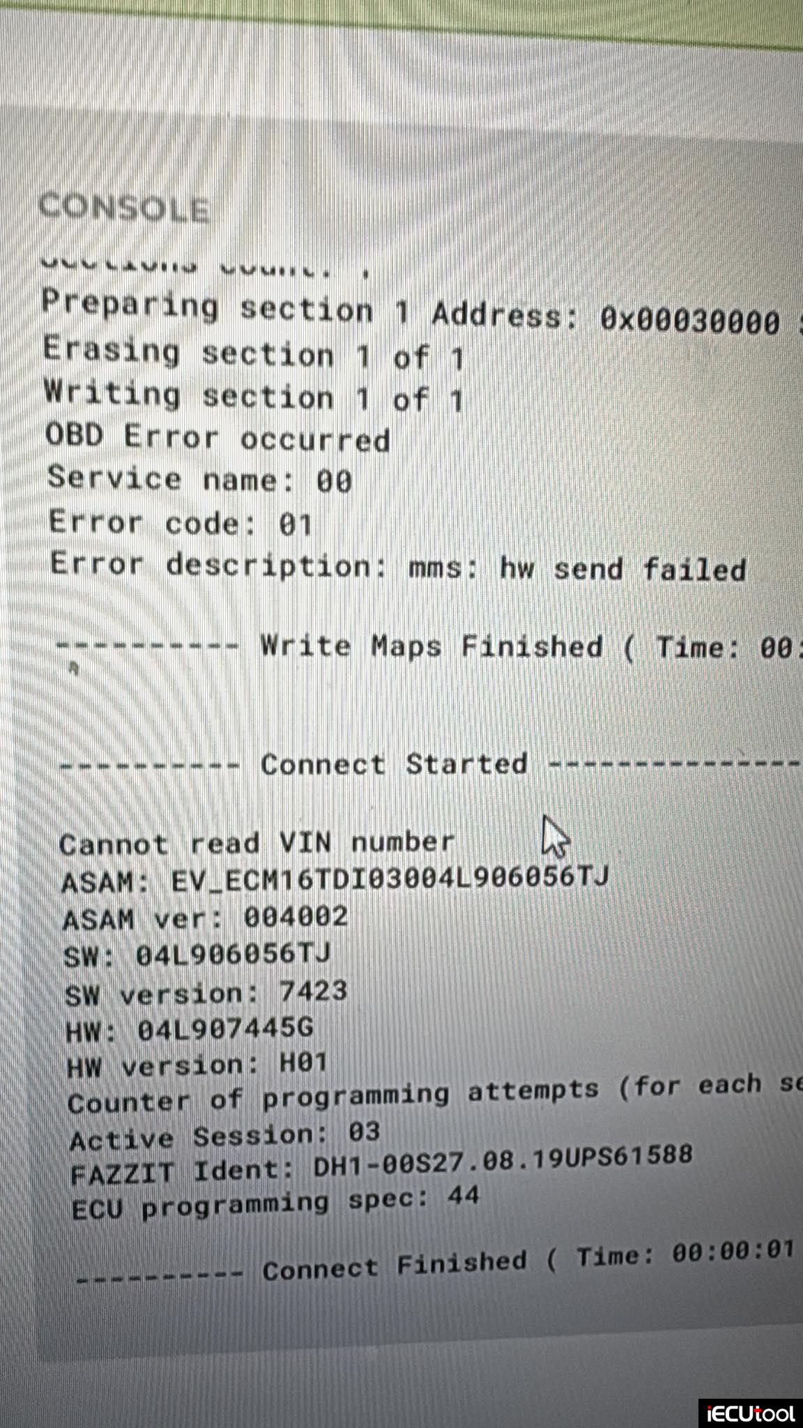 Flex VAG DCM6.2V write failed Flex VAG DCM6.2V write failed