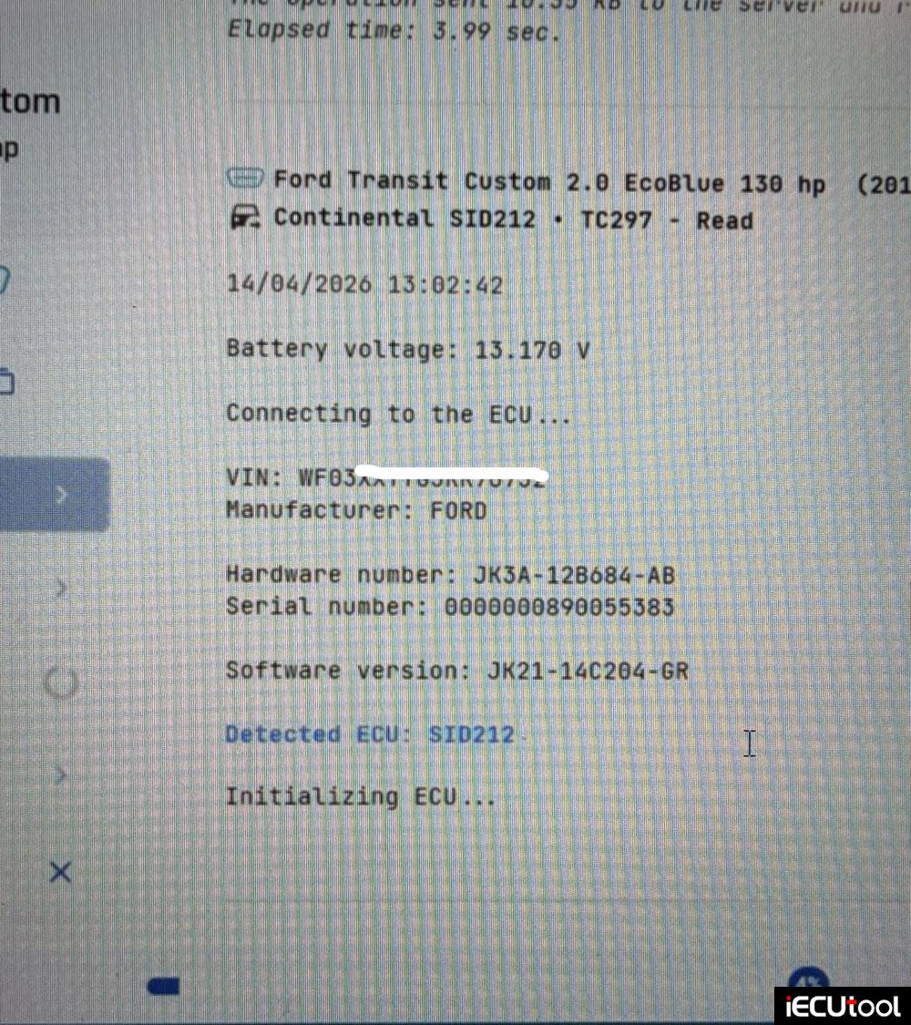 autotuner read 2019 ford transit sid212 ecu 1