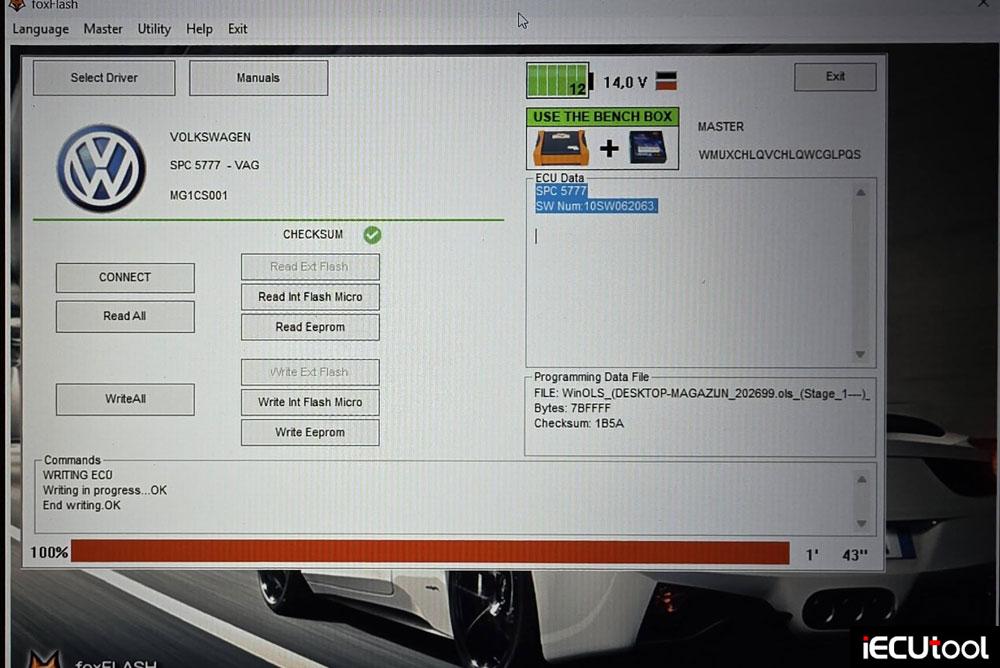 foxflash read vw tiguan mg1cs001 ecu 2