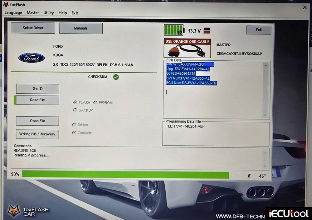 foxflash Ford Kuga 2016 dcm6.1 ecu 2