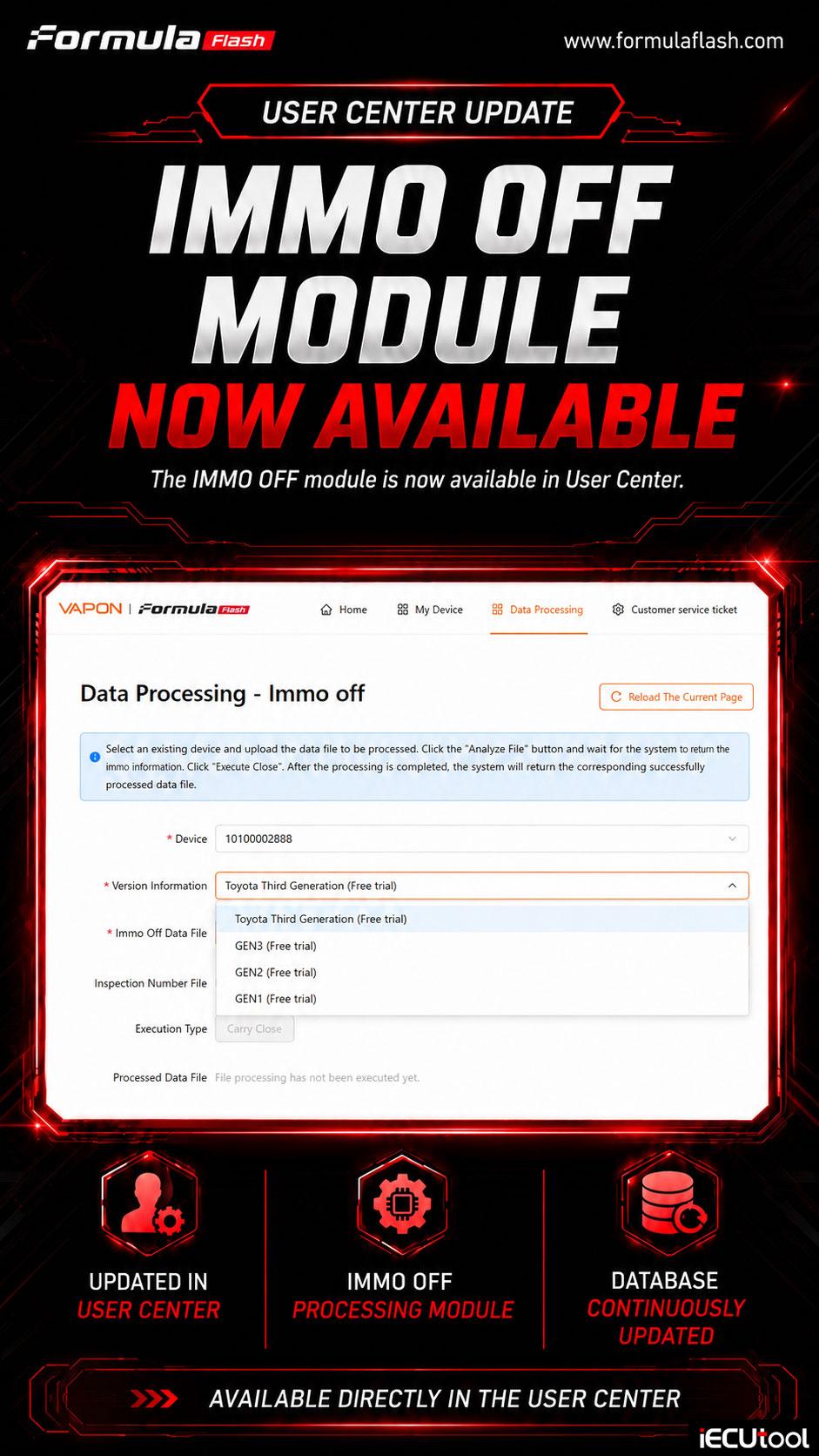formulaflash immo off in user center