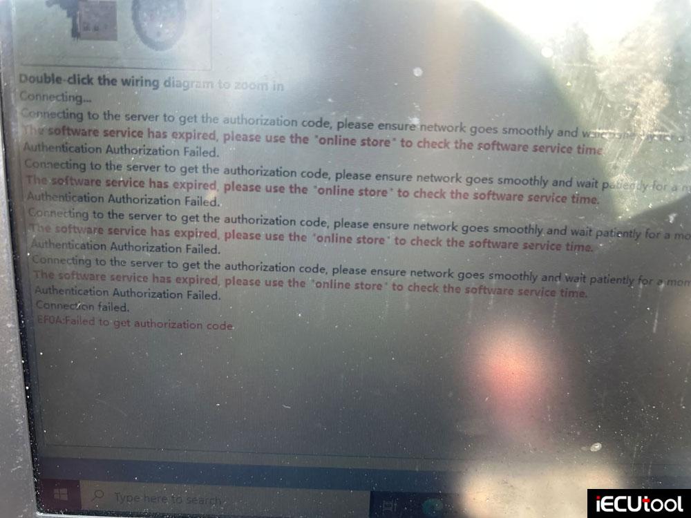CG FC200 failed to get authorization code 1