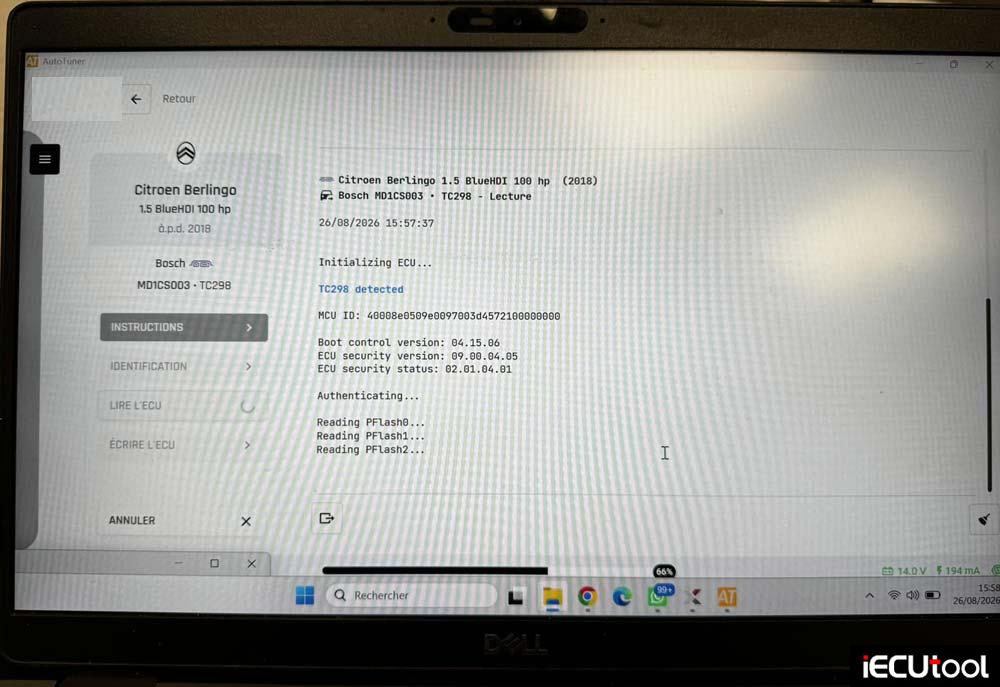 autotuner read MD1CS003 after unlock by flex